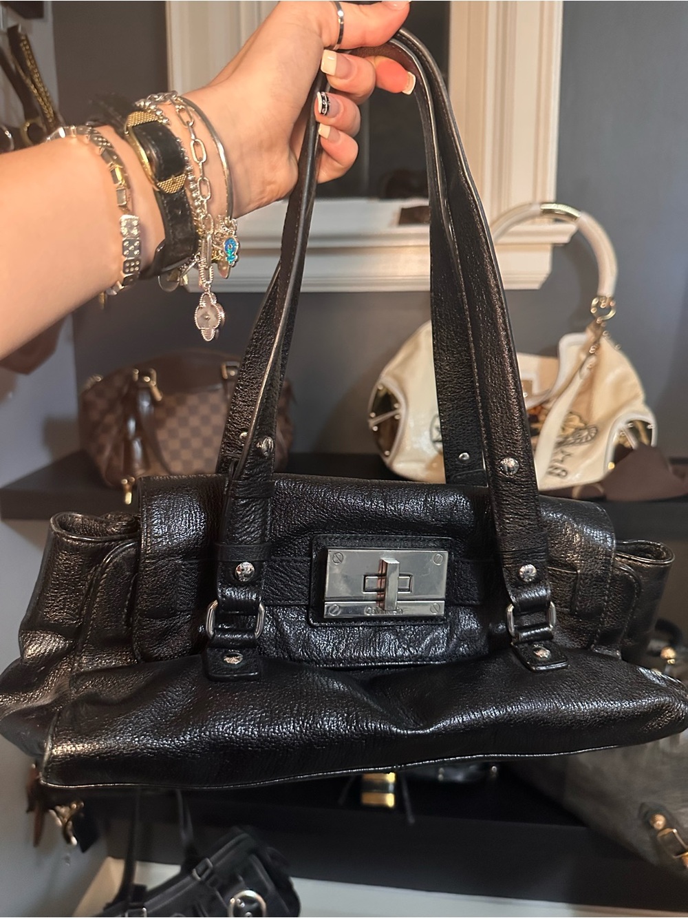 Calvin Klein Black Leather Shoulder Bag